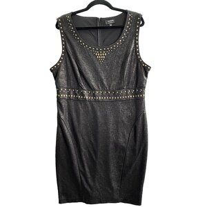 TORRID Women Vegan Leather Pencil Dress Sz 18 Black Sleeveless Rhinestones 77-26